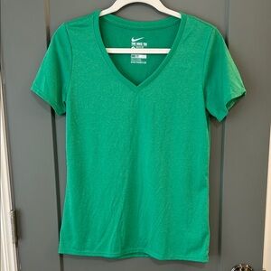 Nike Women's Vibrant Green V-Neck Tee Size Medium